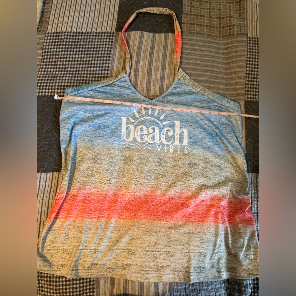 NWOT Gray and Pink Beach Vibes Tank Top